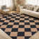 Machine Washable Easy Jute Area Rugs for Living Room Bedroom Distressed Checkered Office Carpet High Traffic Entryway Rug Non Slip Backing Trellis Farmhouse Floor Cover