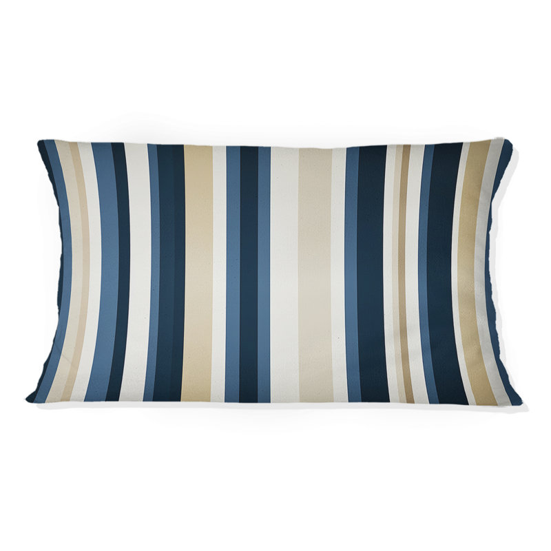 Coussin décoratif rayé classique beige et bleu Elegance