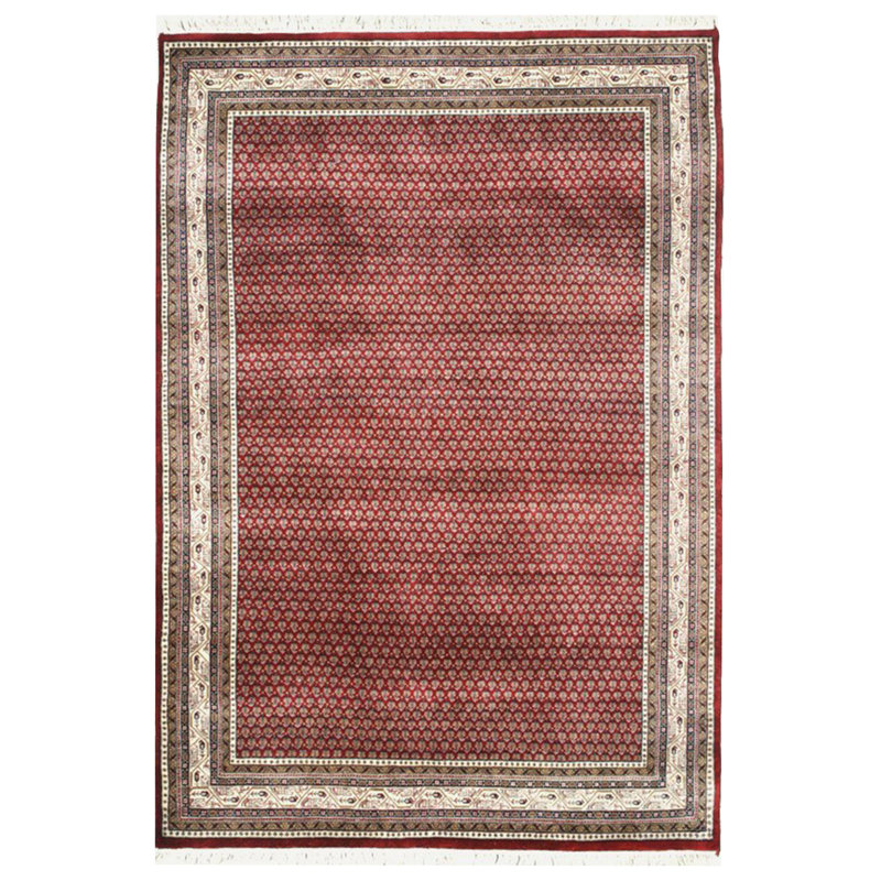 Tapis en laine noué la rouge/crème 4 pi x 6 po one-of-kind Allon