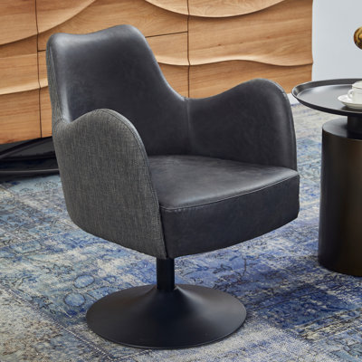 Fauteuil d'appoint pivotant en cuir véritable Loms