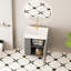 Meuble-lavabo contemporain de 21,6 po de couleur grise avec lavabo en céramique, porte à fermeture en douceur, rangement spacieux, construction imperméable, détails en cuivre brossé à motif ondulé et évier à rayures, bois