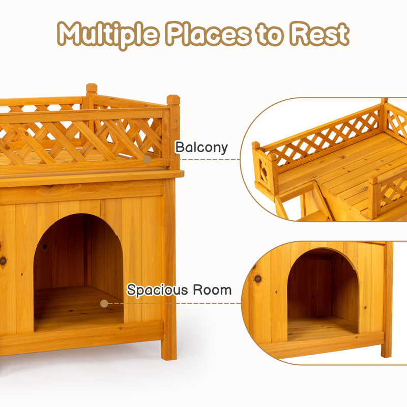 Maison pour chien en bois 2 étages pour chat d'extérieur et d'intérieur