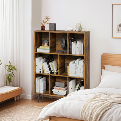 31.5" Bookcase Sideboard Storage Shelf 3-Shelf 8-Module with 4 Solid Wood Legs