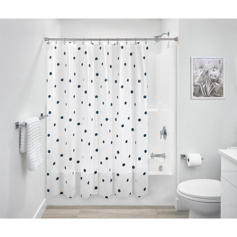 72" x 72" Black and White Vinyl Polka Dot Shower Curtain