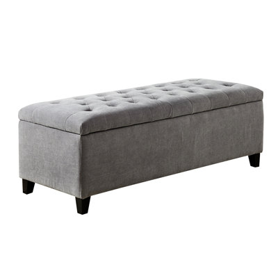 Banc de rangement - Gris, rembourré, intérieur gris à fermeture en douceur avec fonction et design rembourré