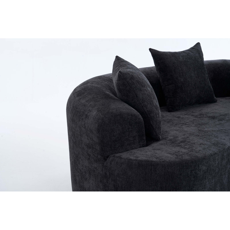 Canapé en forme de croissant moderne sans assemblage et siège confortable, H 24,51 po x l 79,05 po x P 40,71 po, Noir