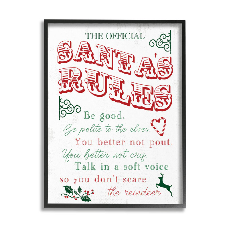 Règlement officiel du Père Noël à 286, Giclée encadrée noir minuit, H 14 po x l 11 po x P 1,5 po