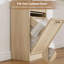 Armoire à panier à linge inclinable avec panier amovible imperméable, armoire à poubelle autoportante de 10 gallons avec tiroir, panier à linge inclinable en bois moderne pour salle de bain et cuisine, naturel