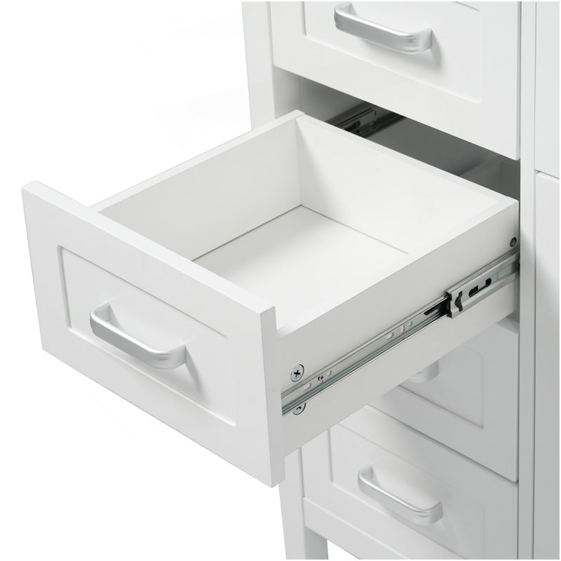 Lavabo, 2 portes et 8 tiroirs, système de fermeture en douceur, conception classique, Blanc