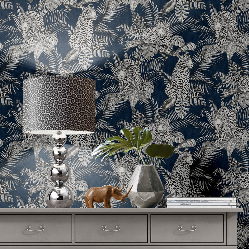 Cuthbert 10.05m x 53cm Semi-Gloss Wallpaper Roll, Blue