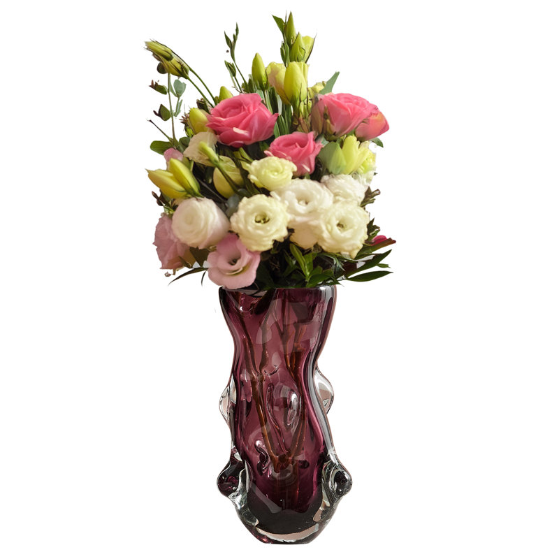 Shevell Nodular Avant-Garde Sculpted Glass Grape Burgundy Purple Tabletop Vase