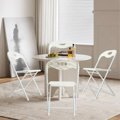 4-Pack White Stainless Steel Folding Chairs - Heavy-Duty 800Lb Capacity, Stackable & Waterproof