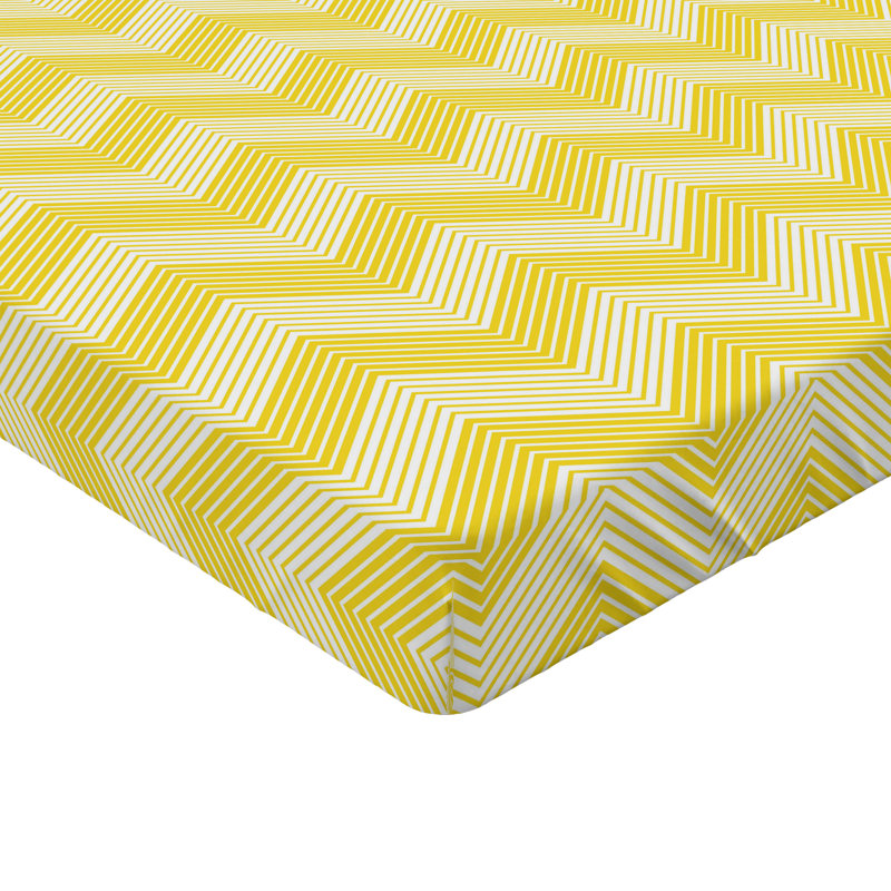 Ensemble de 2 draps-housses Ambesonne, Jaune, jaune pâle / chevron, Drap-housse de taille très grand