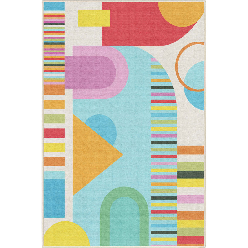 Tapis lavable multicolore Well Block, Rectangle 3 pi 3 po x 5 pi