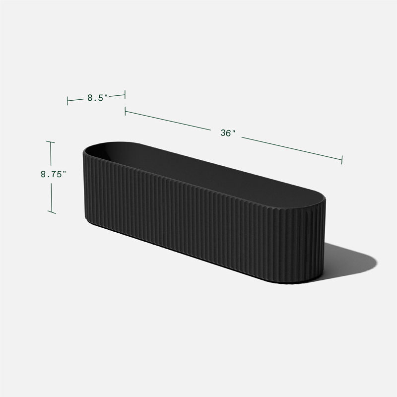 Black 36-inch Plastic-Stone Composite Outdoor Window Box Planter
