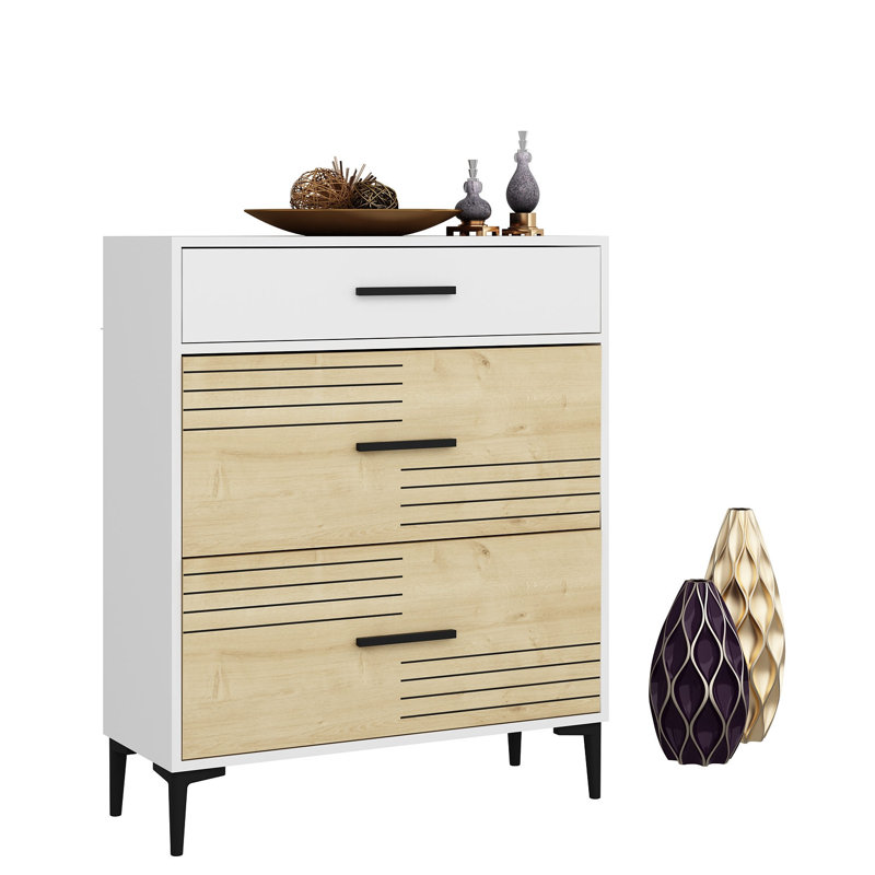 23.6'' Console Table, Beige/White