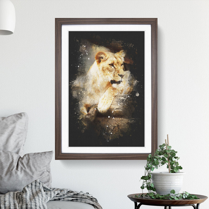 Lioness - Framed Print, Walnut Framed, 36cm H x 27cm W x 2cm D