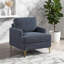Fauteuil d'appoint moderne en chenille gris avec pieds en métal doré brossé, capacité de poids de 300 lb-1265827683