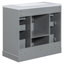 Meuble-lavabo gris avec lavabo - Armoire en bois massif de 36 po, 6 tiroirs, tablette réglable, option de décoration moderne-200161250