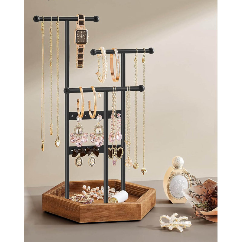 Jewellery Stand +, White/Natural Beige