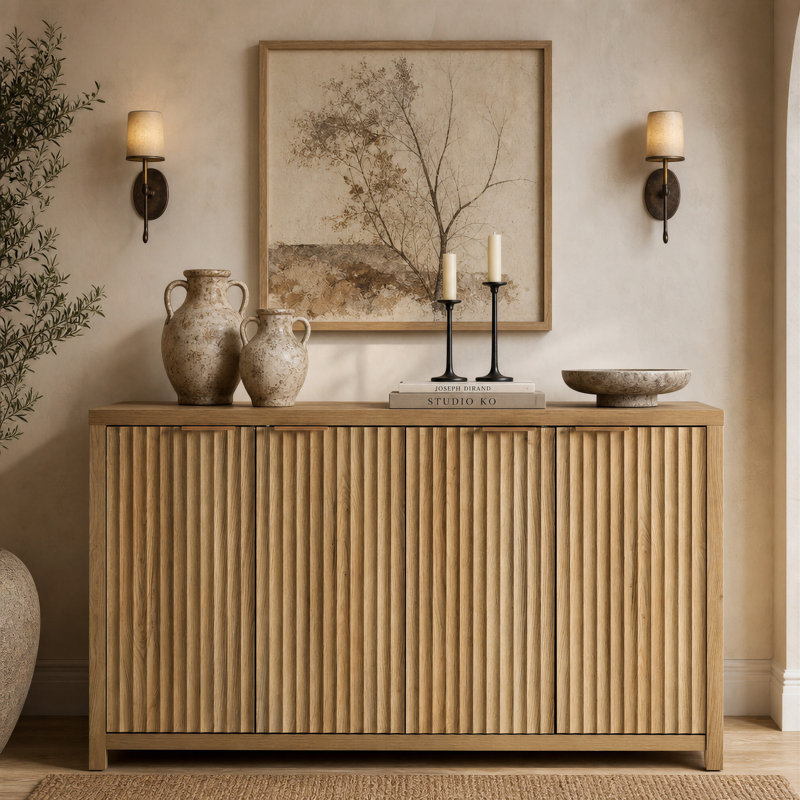 Nicolee 141cm Wide Credenza, Sand Oak
