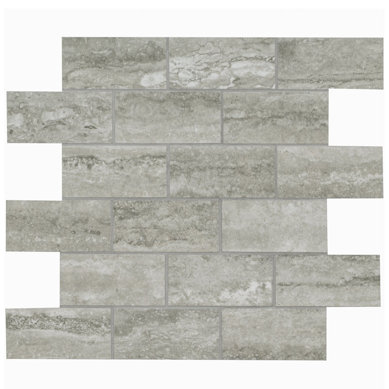 Linden 12 in. x 12 in. Polished Porcelain Mosaic Floor and Wall Tile, Stone