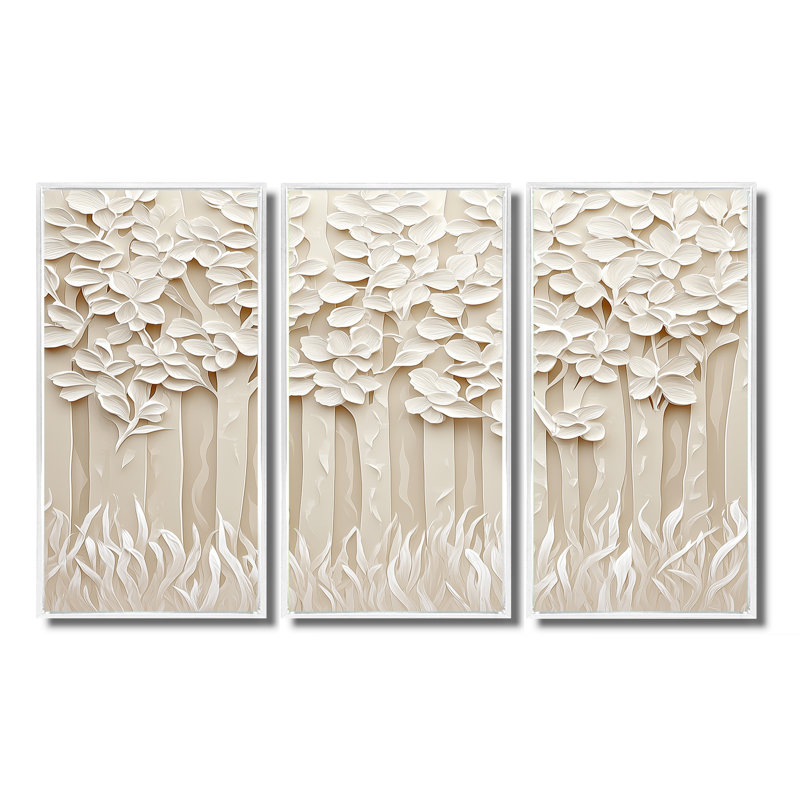 Ensemble de salon Beige Woods Forest Landscape I - Forest Landscape, Reproduction avec cadre flottant, H 28 po x l 36 po