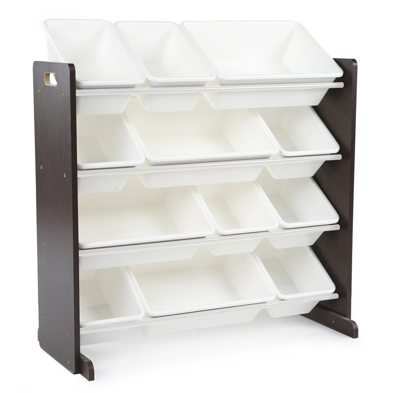 Organisateur de jouets avec bacs Rafael, Espresso / blanc
