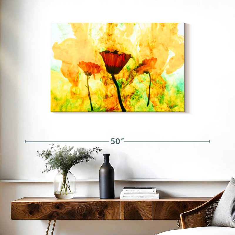 Glacis floral Avery abstrait, H 24 po x l 36 po