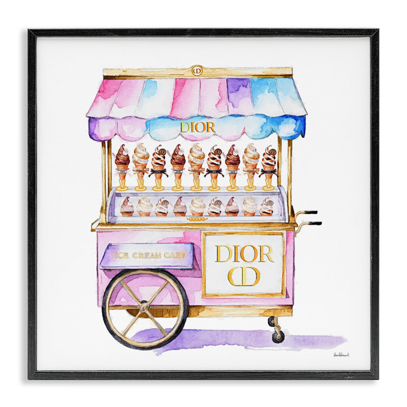 Giclée pastel Glam Ice Cream, design par Amanda Greenwood, H 17 po x l 17 po, Giclée encadrée noir minuit