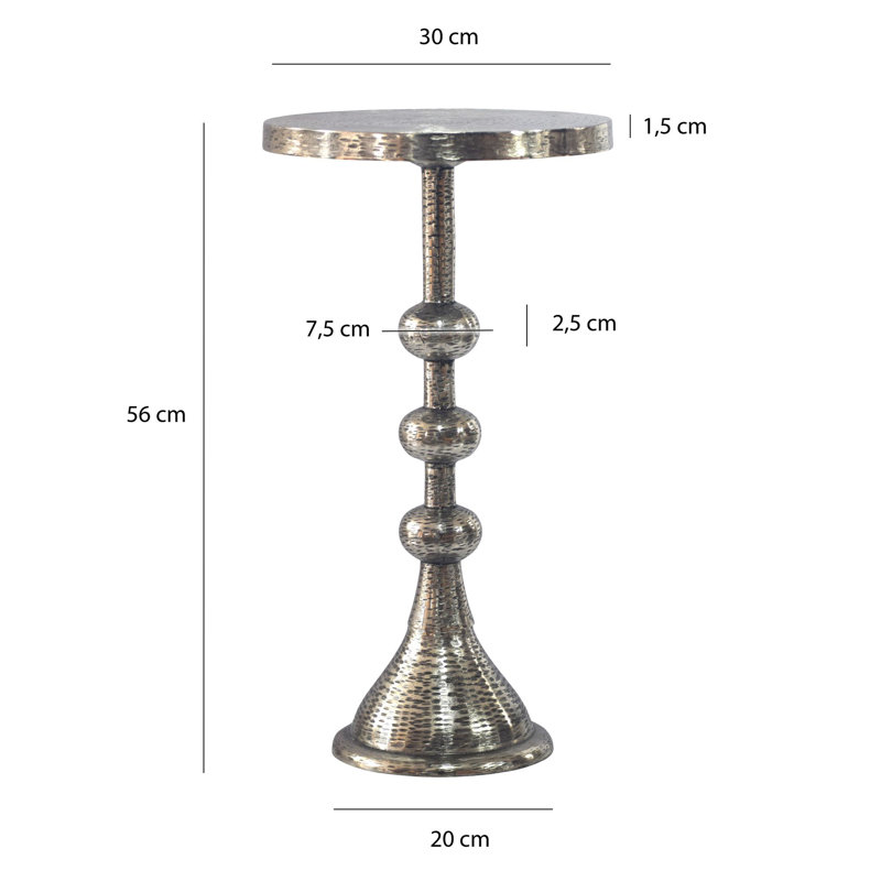 Pedestal End Table, Silver colors