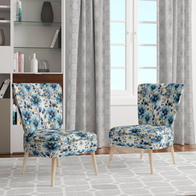 Chaise d'appoint rembourrée Blue Coastal Elegance