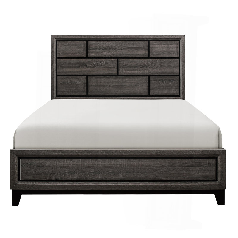 Mobilier de chambre à coucher contemporain de style moderne avec ligne grise et grand lit 1pc