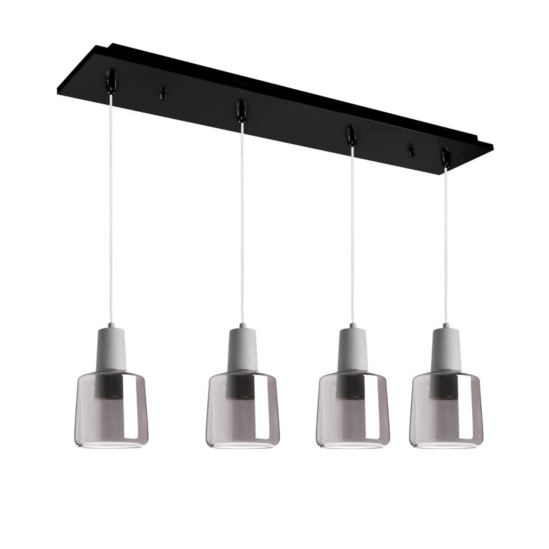 Samson LED Pendant, 4 Lights, 35 W, Black/Smoked Glass