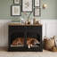Meuble de rangement pour chien avec 2 tiroirs de rangement, bols rotatifs et barres de sécurité-2052635306