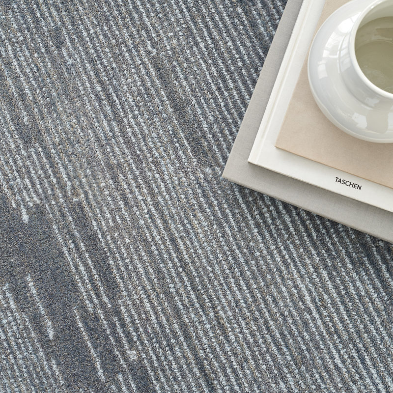 Abstract Area Rug in Blue/Ivory, Rectangle 4' x 6'