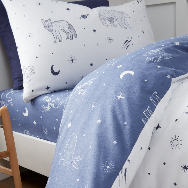Brushed Starlight Animals Cotton Fitted Sheet, Double (4'6)
