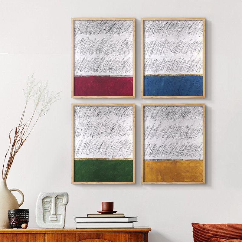 Chroma Tract I Framed Print - Set of 4, 10" H x 32" W