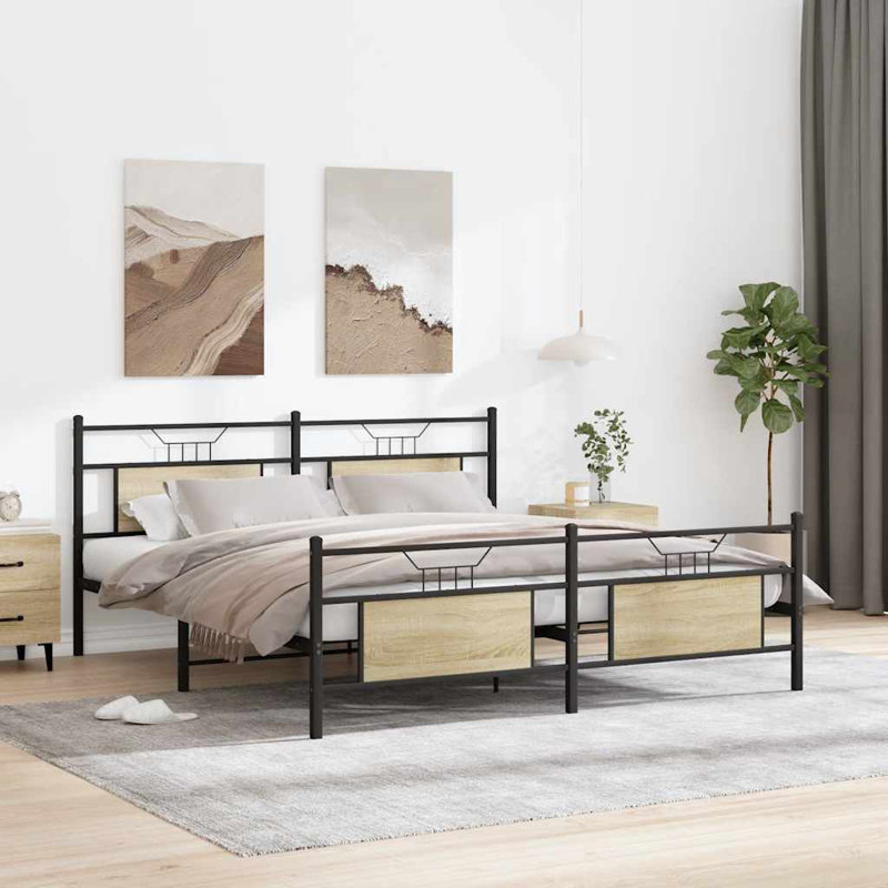 Metal Bed Frame Without Mattress, Sonoma Oak, Super King (6')