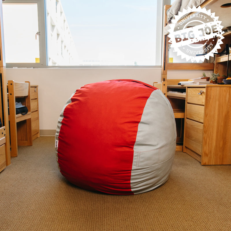 Big Joe Fuf Foam Bean Bag Chair with Removable Cover for Kids, Teens, Collegiate Scarlet/Gray Velveteen, Durable Woven Polyester, Large Reading and Gaming Seat