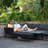 Shady Outdoor Fabric Rectangular Corner Dining Set - with Rising Table - Charcoal