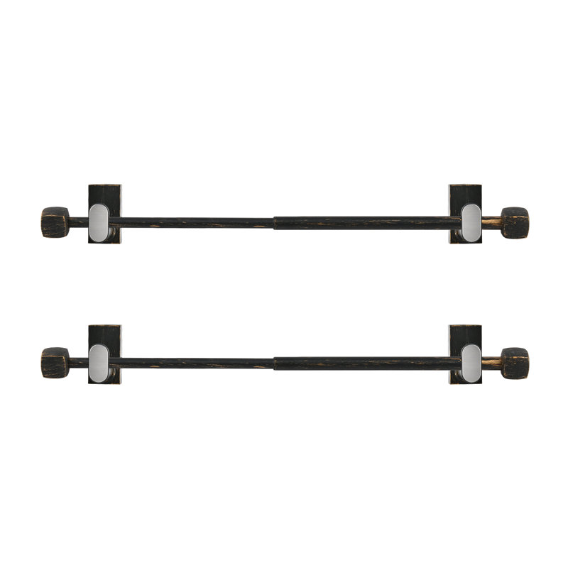 Ensemble de 2 tringles à rideaux magnétiques réglables pour le fer et l'acier, 9" - 16", Noir mat