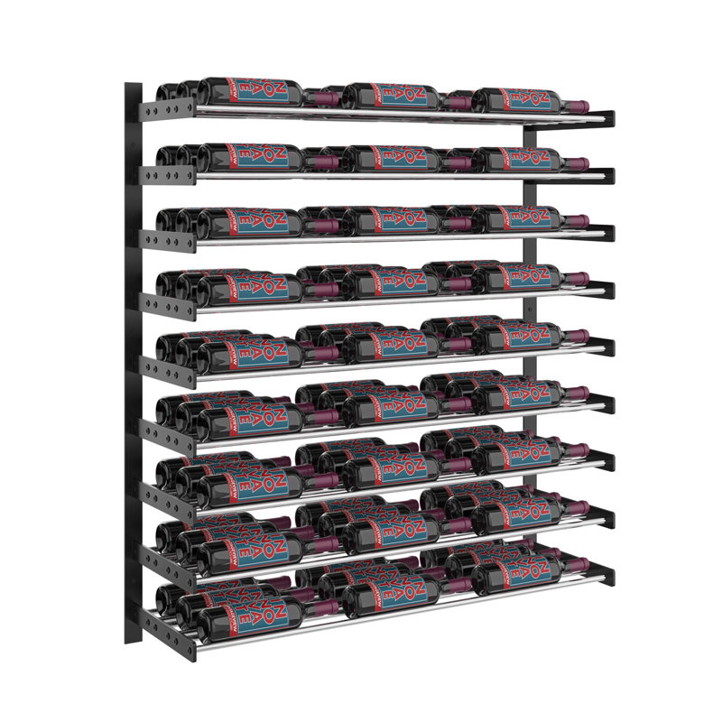 81 Bottle Wall Mounted Wine Bottle Rack, Matte Black/Chrome