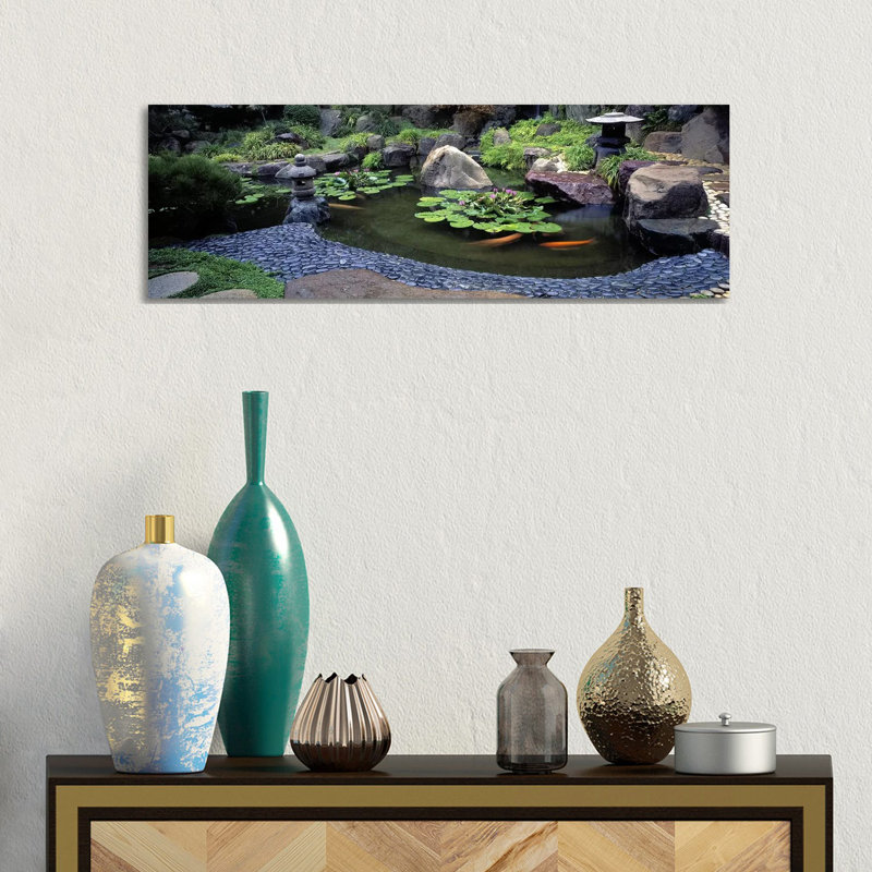 Lotus Blossoms, Japanese Garden, University Of California, Los Angeles, California, USA #2 by Panoramic Images - Wrapped Canvas Panoramic Print