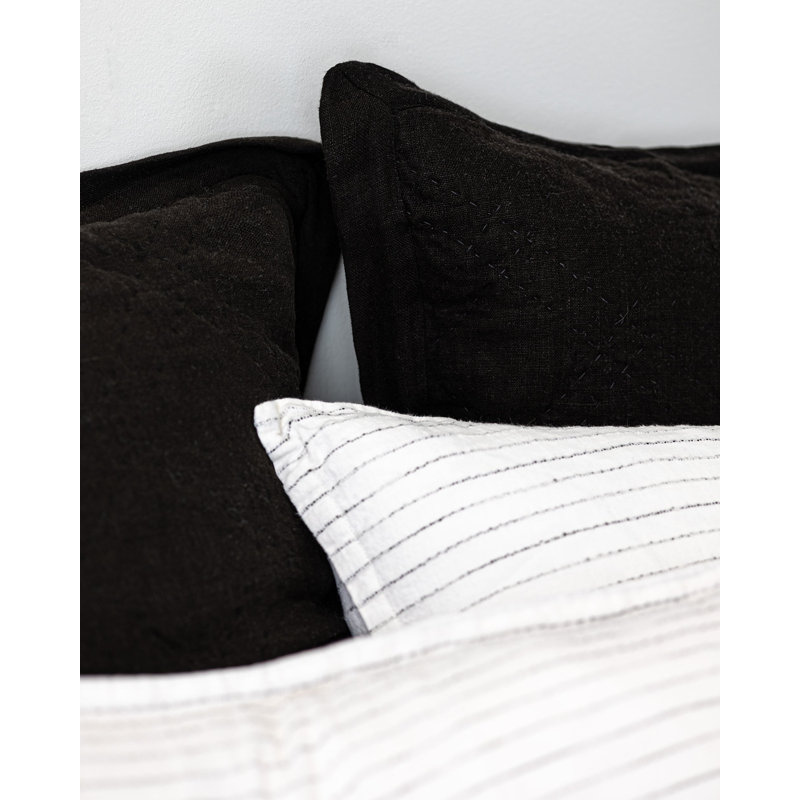 Courtepointe en lin KYLER, asphalte, double, Courtepointe simple