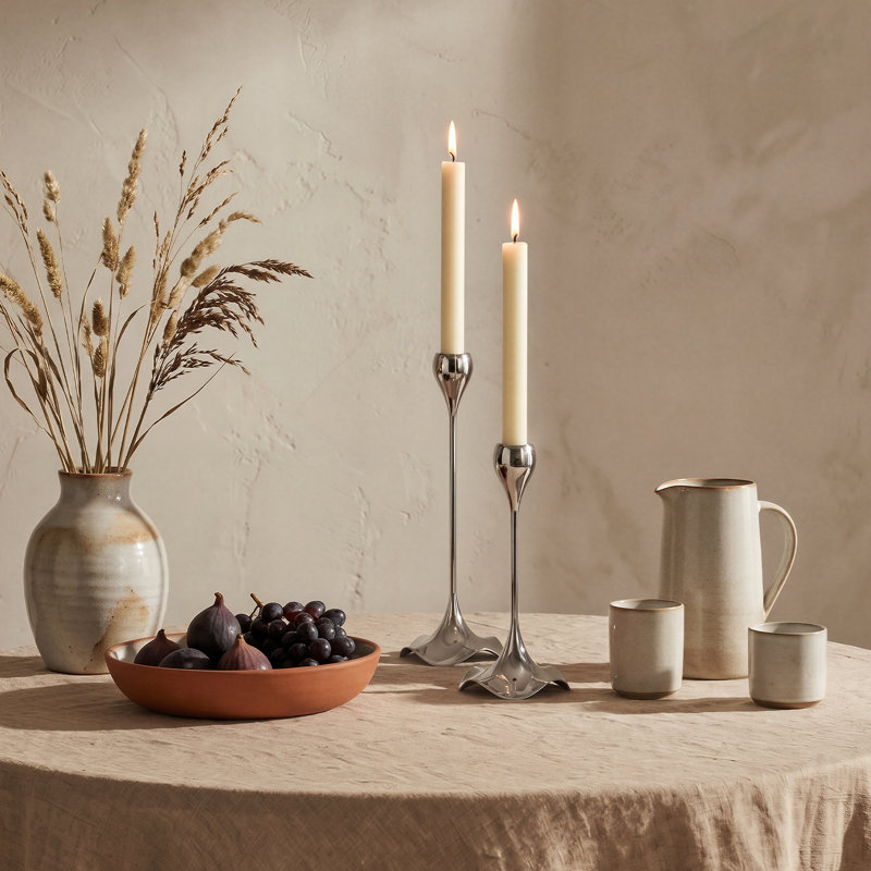 Ensemble de 3 bougeoirs en acier inoxydable de 18 cm, bougeoirs modernes pour la décoration intérieure