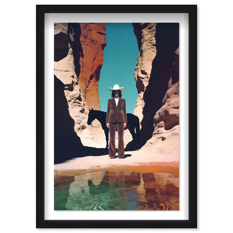 Cowgirl's Surreal Print by Oliver Gal, 31.5"H x 46.5"W, Black Shadowbox