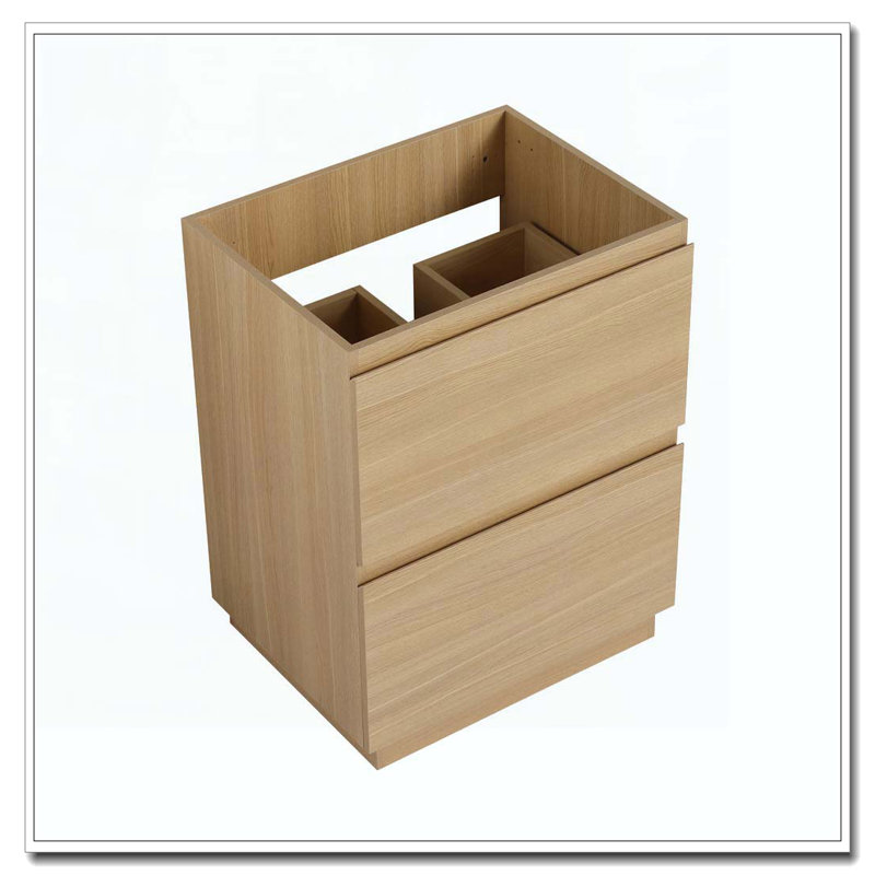 Meuble-lavabo autoportant avec tiroirs doubles facile à assembler, Chêne