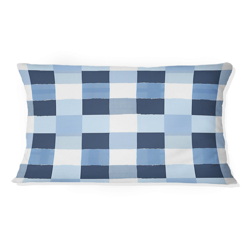 Imprimé vichy bleu et blanc II - coussin lombaire moderne