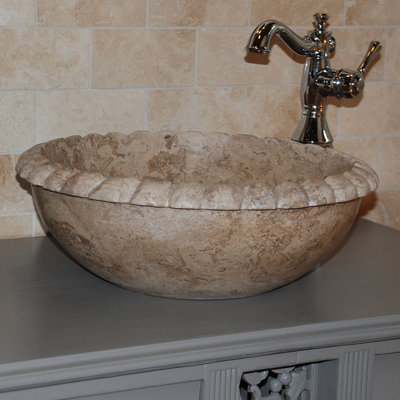 TashMart 16'' Stone Circular Bathroom Sink